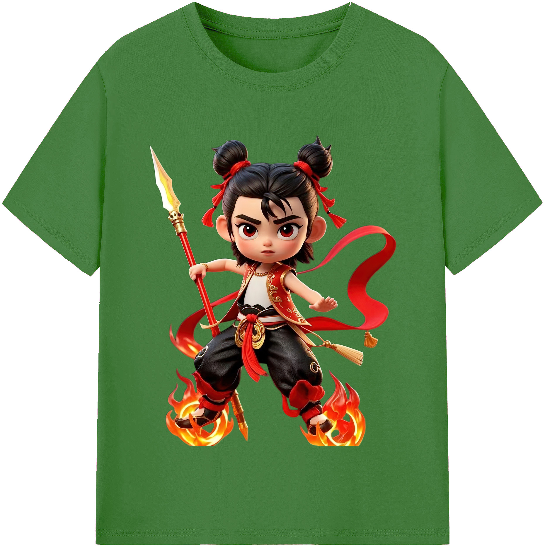 （画像用） Ne Zha 2 ナタ 魔童の大暴れ レディースカジュアルプリントTシャツ（綿100％）